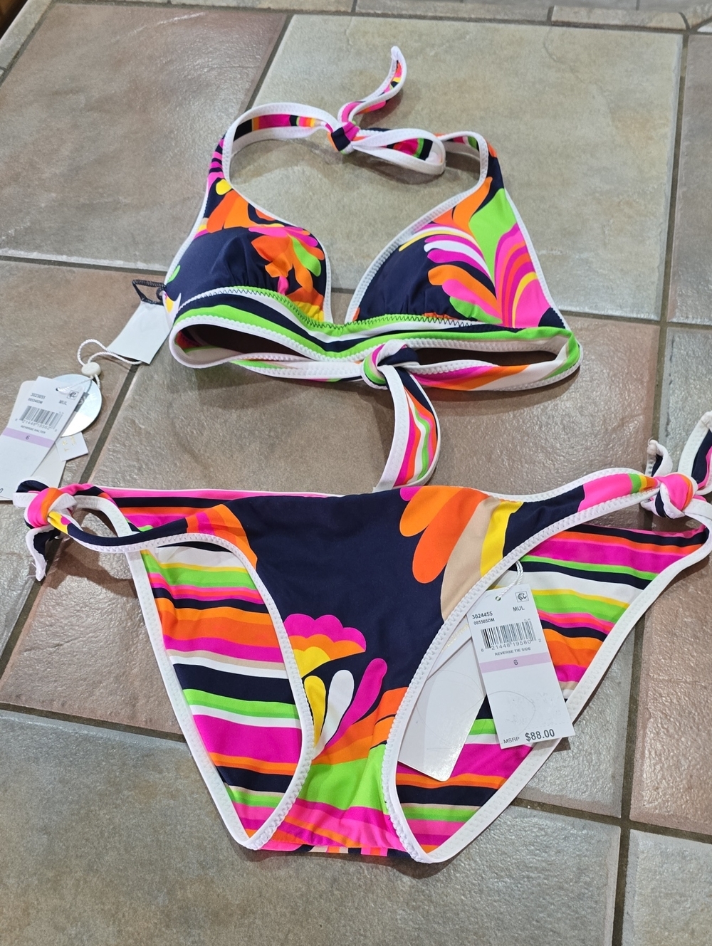 Trina Turk Reversible Bikini Sz 6 Nwt